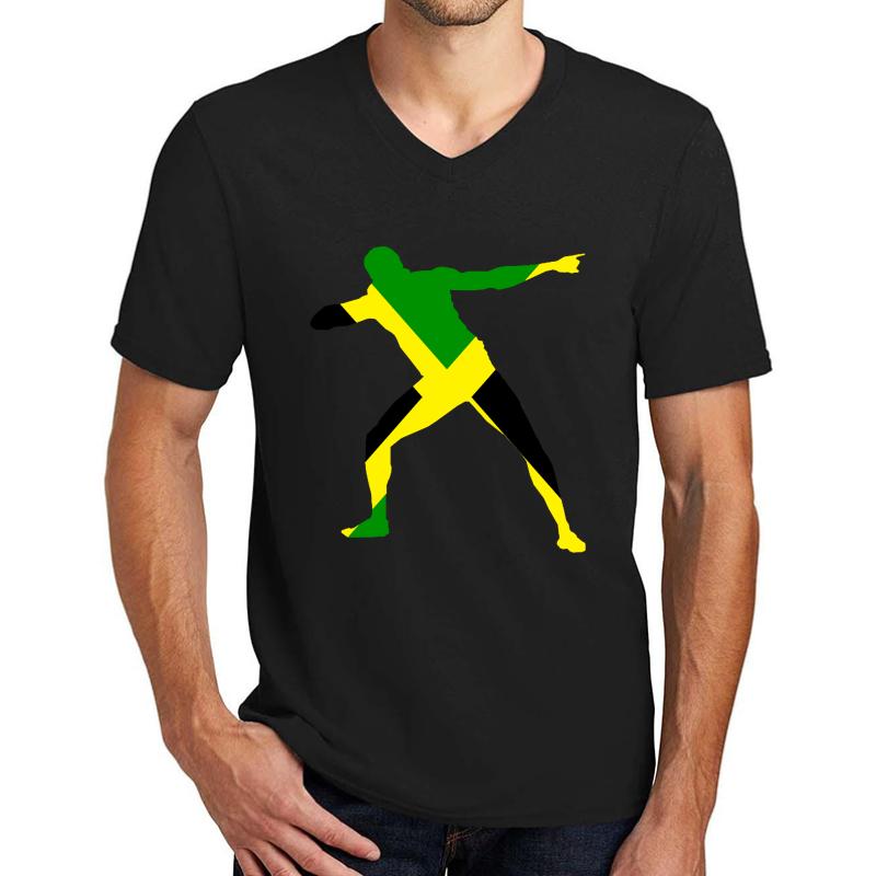 Usain Bolt Unisex V-Neck T-Shirt Men Black