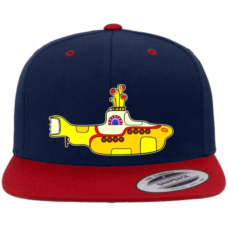 Yellow Submarine Premium Flat Bill Snapback Cap  Navy