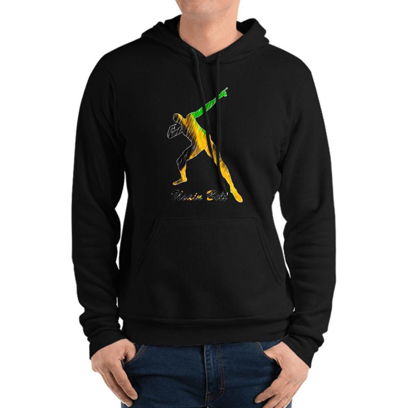 Usain Bolt Jamaica Man Design Unisex Hooded Sweatshirt Men Black