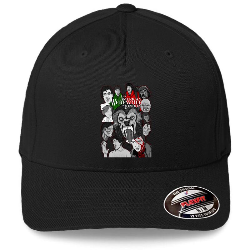 American Werewolf In London Original Collage Art Flexfit Baseball Cap  Black