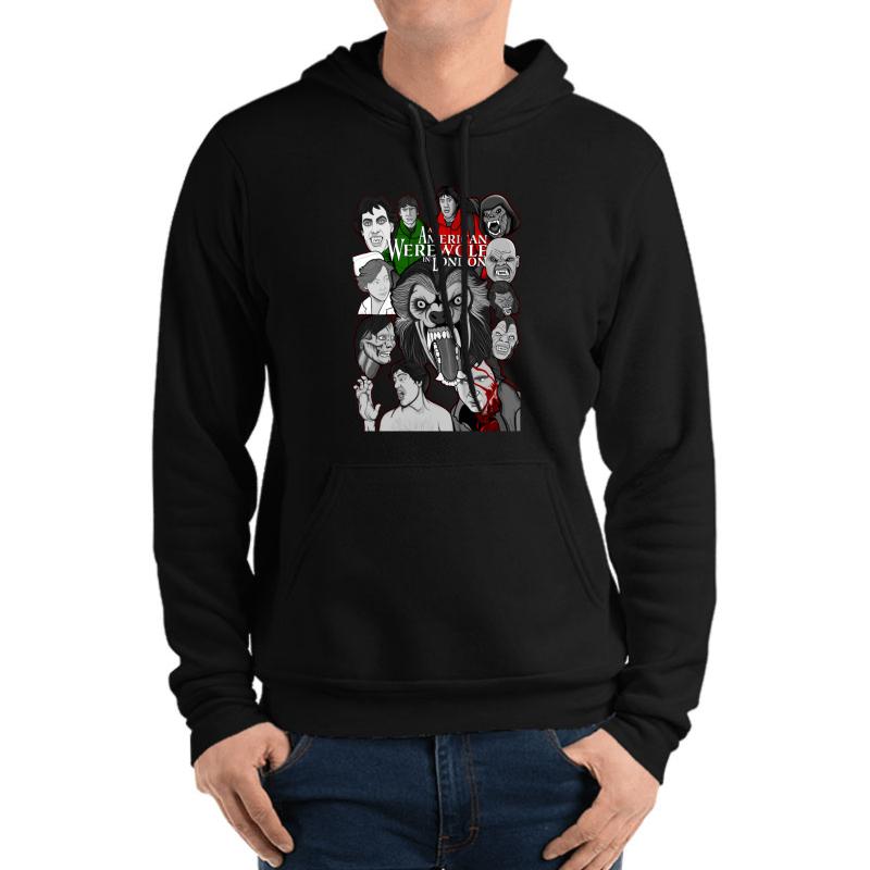 American Werewolf In London Original Collage Art Unisex Hooded Sweatshirt Men Black