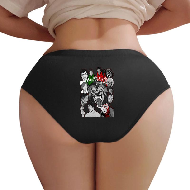 American Werewolf In London Original Collage Art Women Underwear Panties Women Black