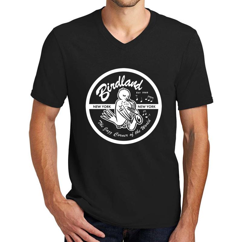 Vintage Venue: Birdland Jazz Club Unisex V-Neck T-Shirt Men Black