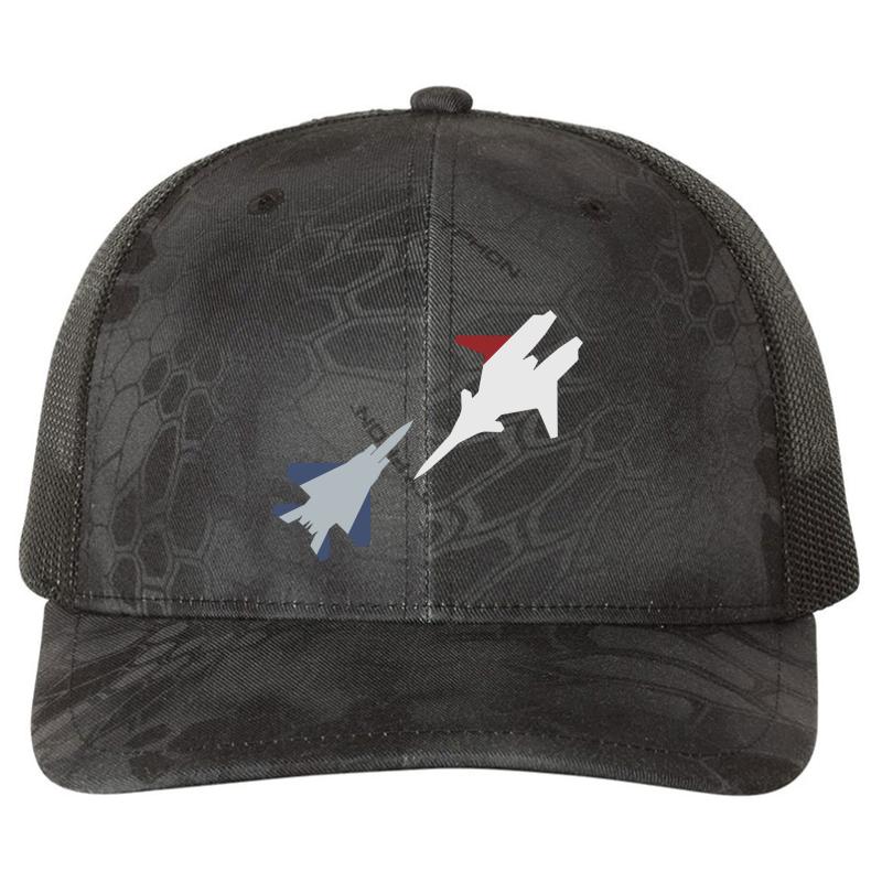 Ace Combat Cipher Vs Pixy Richardson Premium Trucker Snapback Cap  Kryptek Typhon Black