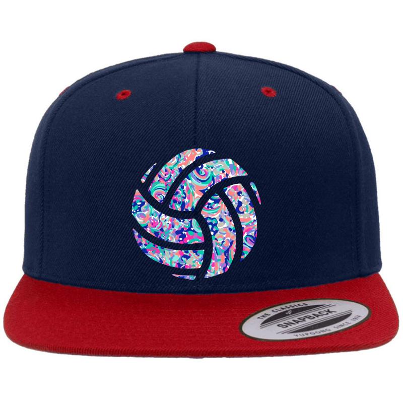 Volleyball Lilly Premium Flat Bill Snapback Cap  Navy