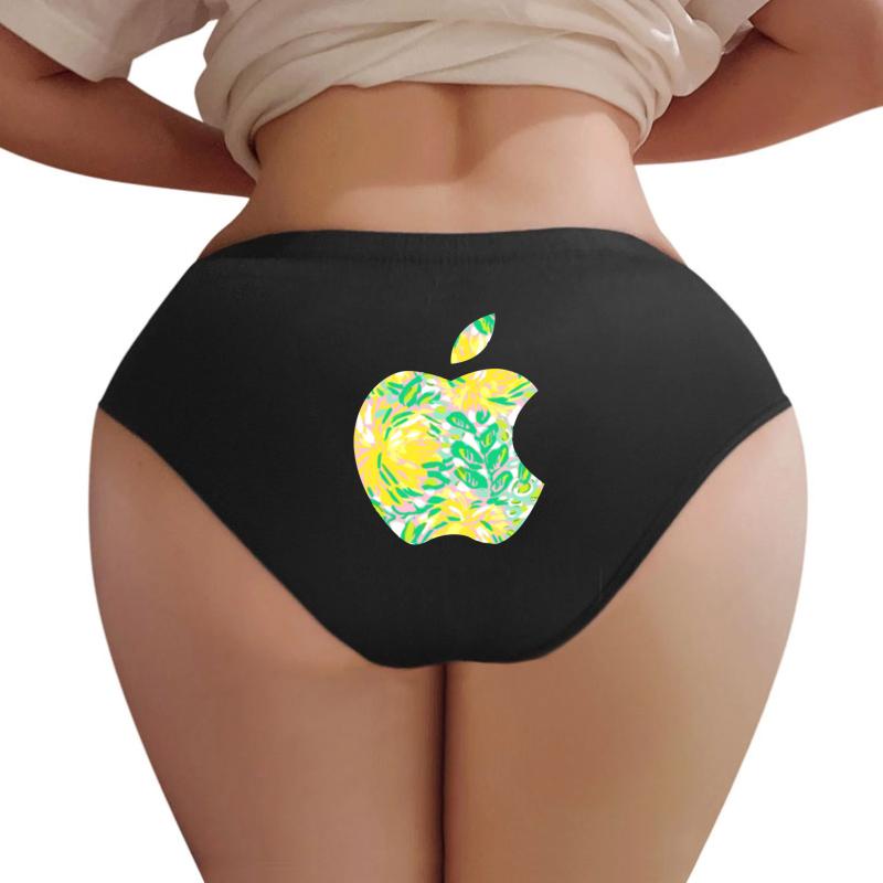 Yellow Lilly Apple Logo Women Underwear Panties Women Black