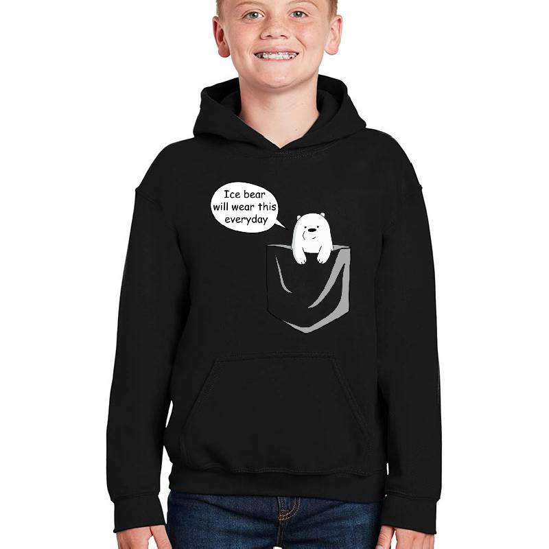Ice Bear Will Wear This Everyday - We Bare Bears Cartoon Pocket Youth T-Shirts