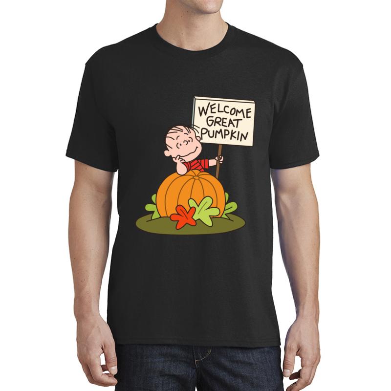 Welcome Great Pumpkin Unisex T-Shirt Men Black