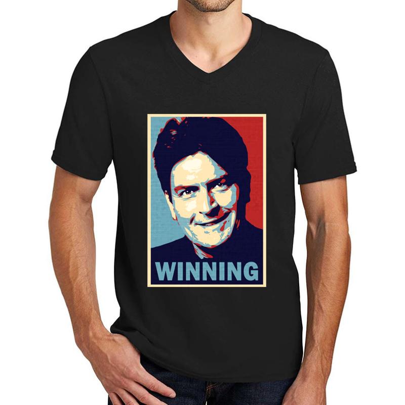 Winning By Charlie Sheen Unisex V-Neck T-Shirt Men Black