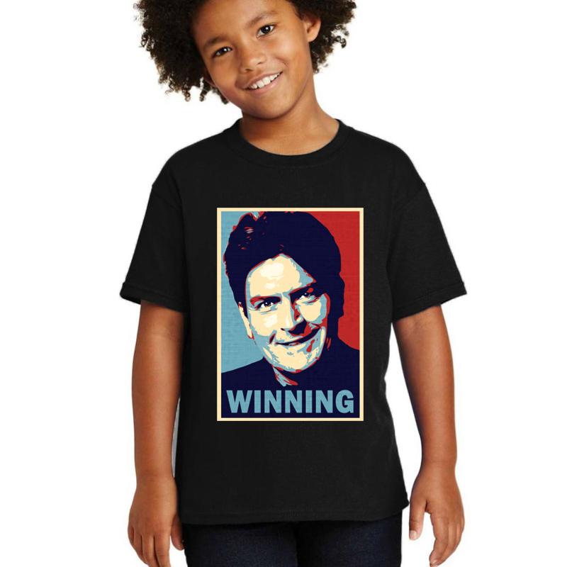 Winning By Charlie Sheen Youth T-Shirt Boy Black