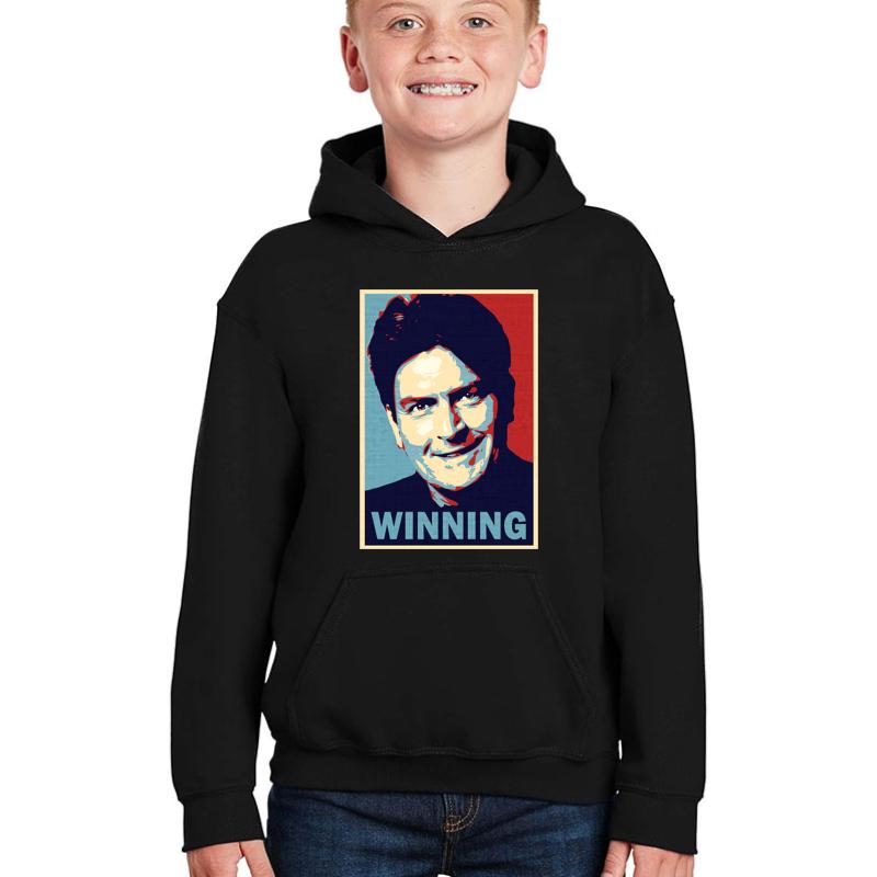 Winning By Charlie Sheen Youth Hooded Sweatshirt Boy Black