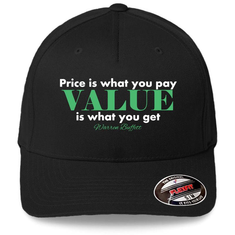 Warren Buffett - Price Is... White Flexfit Baseball Cap  Black