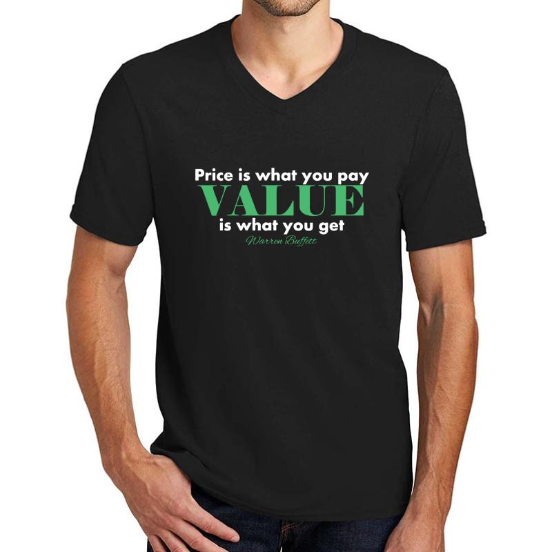 Warren Buffett - Price Is... White Unisex V-Neck T-Shirt Men Black