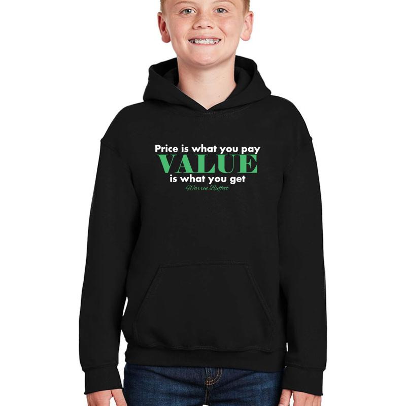 Warren Buffett - Price Is... White Youth Hooded Sweatshirt Boy Black