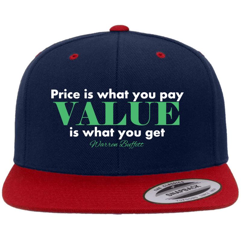 Warren Buffett - Price Is... White Premium Flat Bill Snapback Cap  Navy