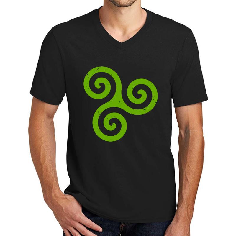 Triskele Off Axis - Celtic Triad Or Trinity Symbol Unisex V-Neck T-Shirt Men Black