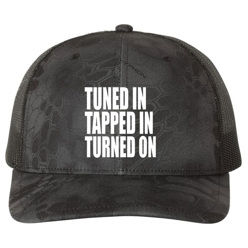 Abraham Hicks Tuned In Tapped In Turned On Richardson Premium Trucker Snapback Cap  Kryptek Typhon Black