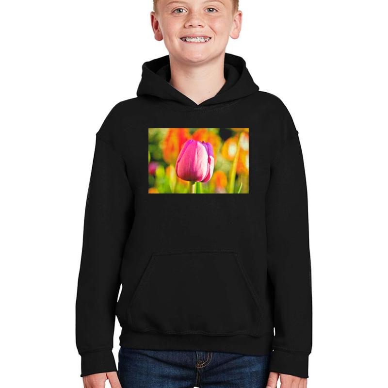 Tulip Collage Youth Hooded Sweatshirt Boy Black