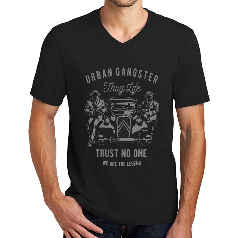 Urban Gangster Mafia Lifestyle Unisex V-Neck T-Shirt Men Black