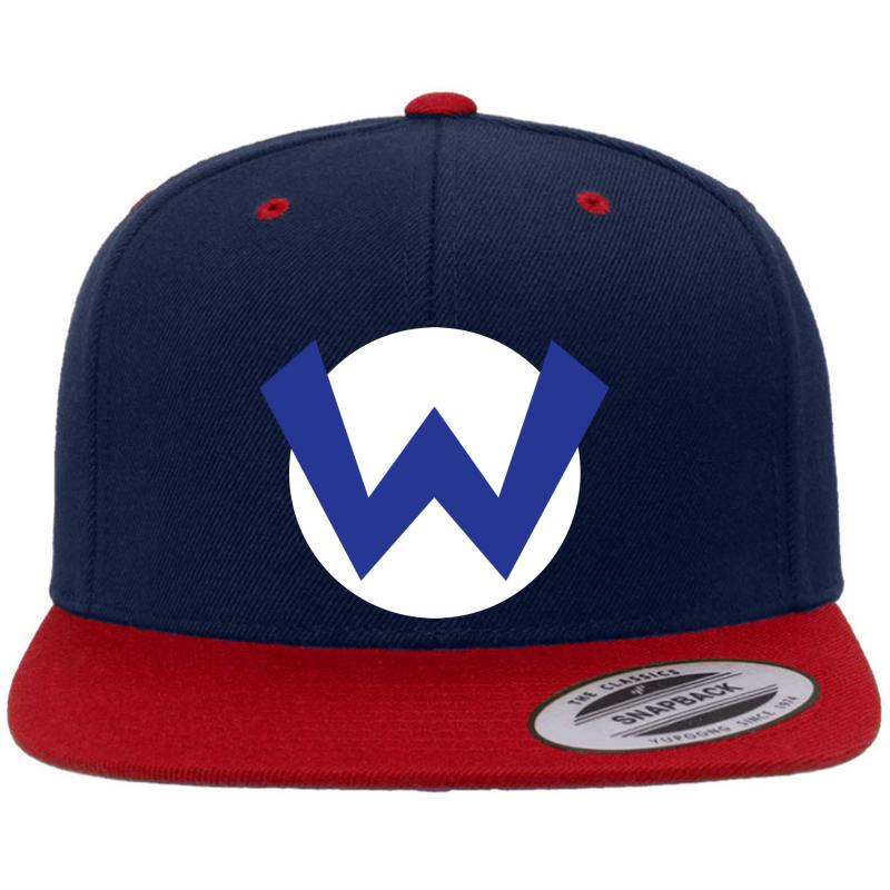 Wario Emblem Premium Flat Bill Snapback Cap  Navy