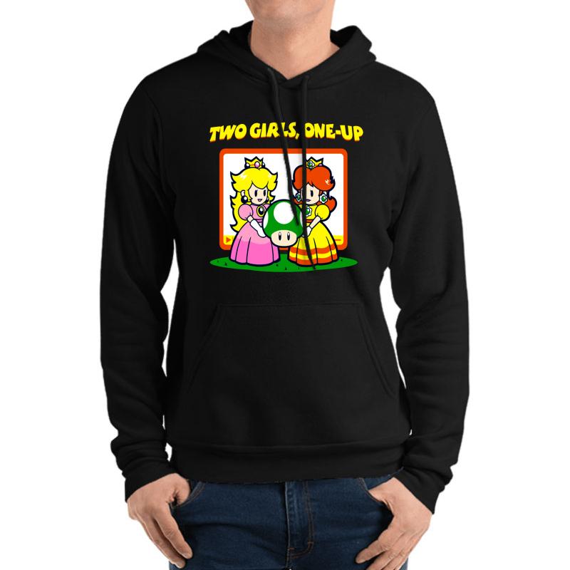 Two Girls One Up Unisex Hooded Sweatshirt Men Black