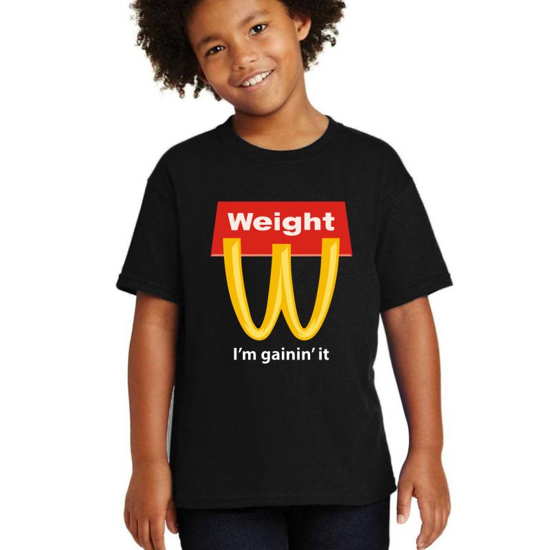 Weight I'm Gainin' It - Mcdonalds Youth T-Shirt Boy Black