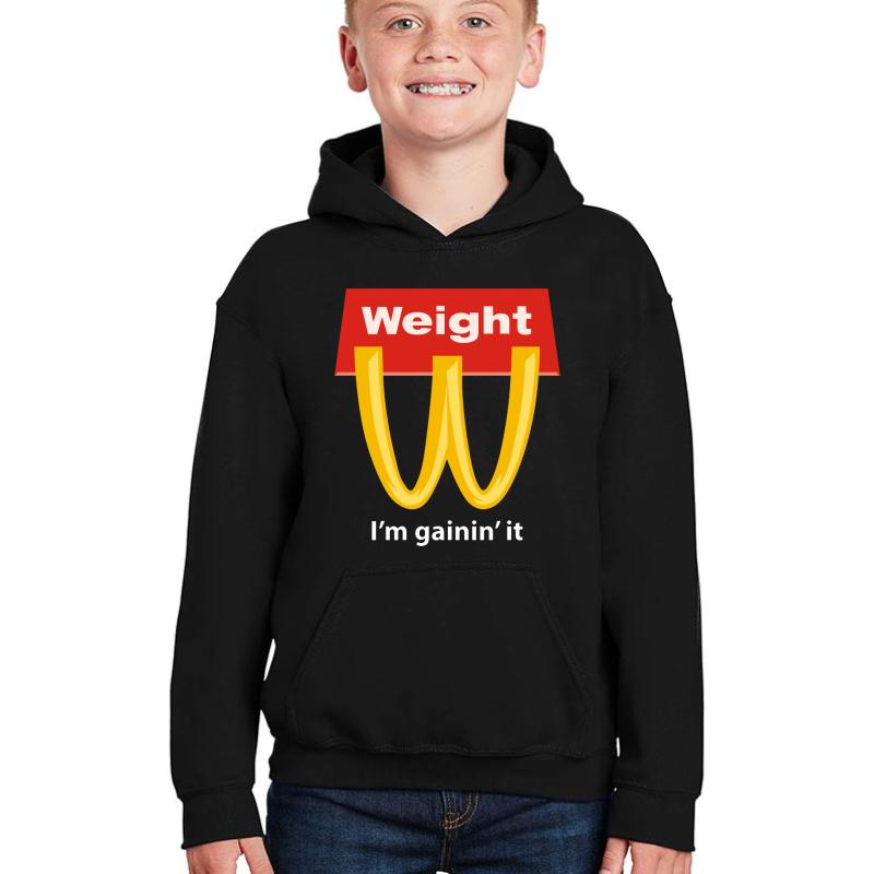 Weight I'm Gainin' It - Mcdonalds Youth Hooded Sweatshirt Boy Black