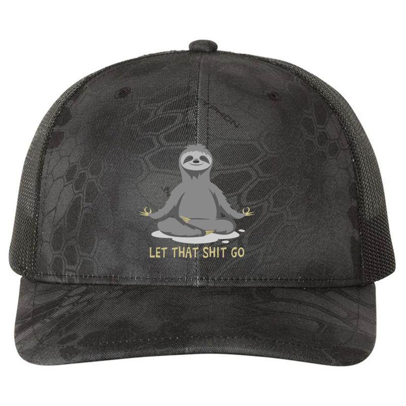 Yoga Sloth Meditating Let That Shit Go Richardson Premium Trucker Snapback Cap  Kryptek Typhon Black