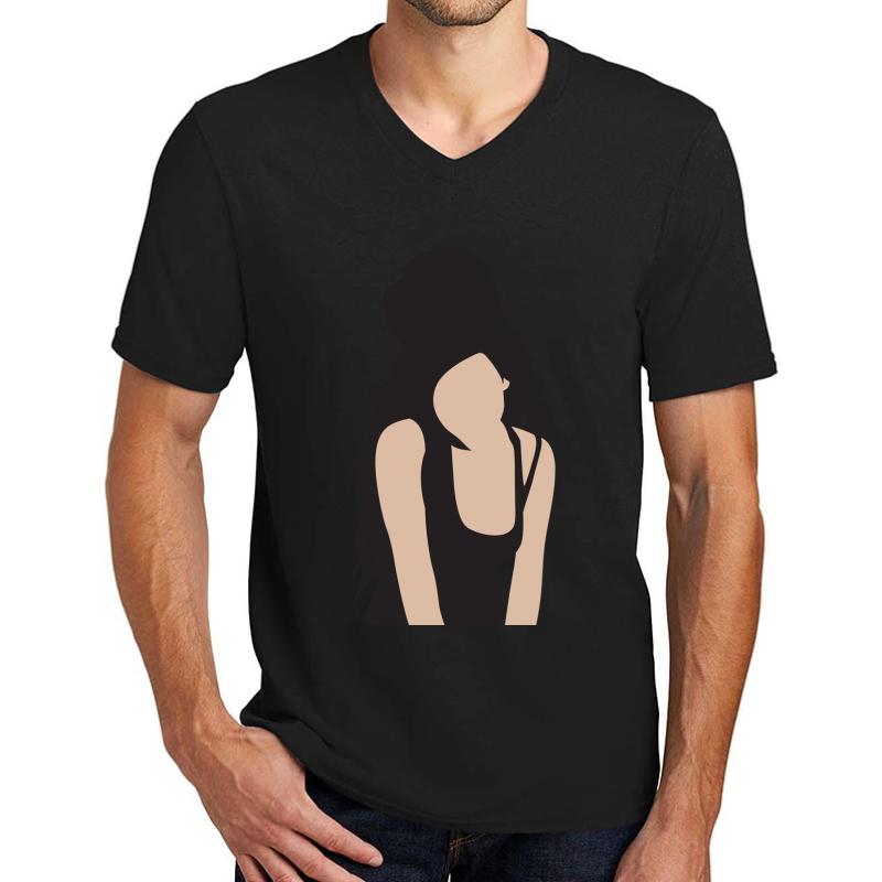 Amy Winehouse Unisex V-Neck T-Shirt Men Black