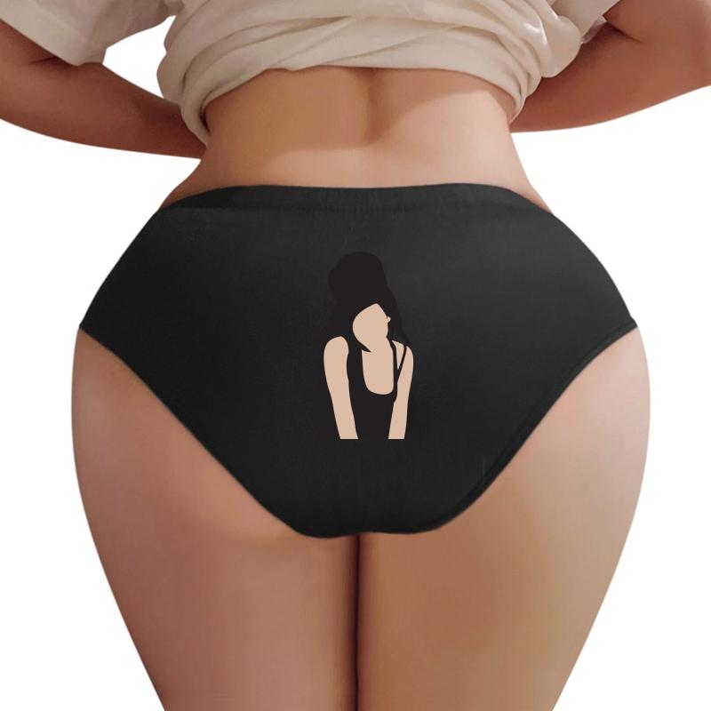 Amy Winehouse Women Underwear Panties Women Black