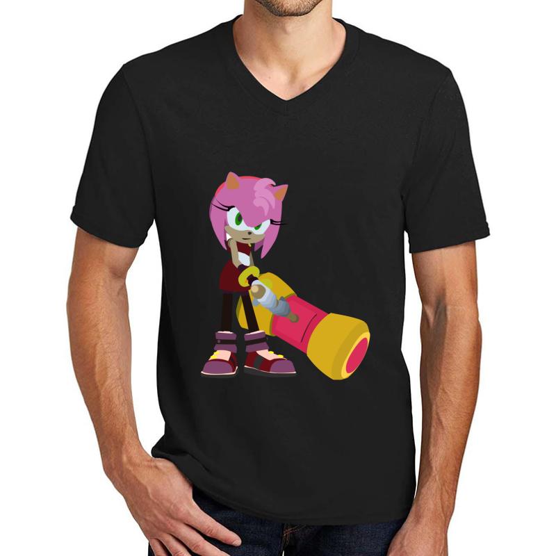 Amy Rose Unisex V-Neck T-Shirt Men Black