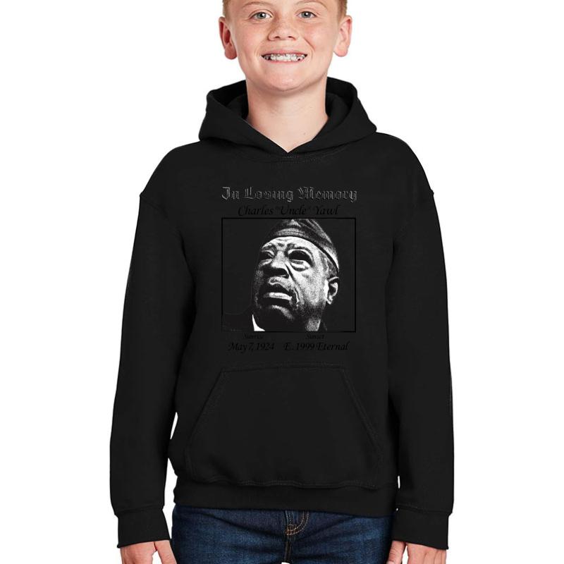 We Miss Our Uncle Charles Yawl Youth Hooded Sweatshirt Boy Black