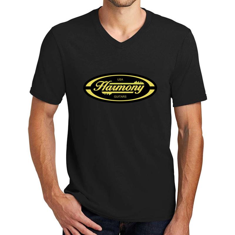 Vintage Harmony Guitars Unisex V-Neck T-Shirt Men Black