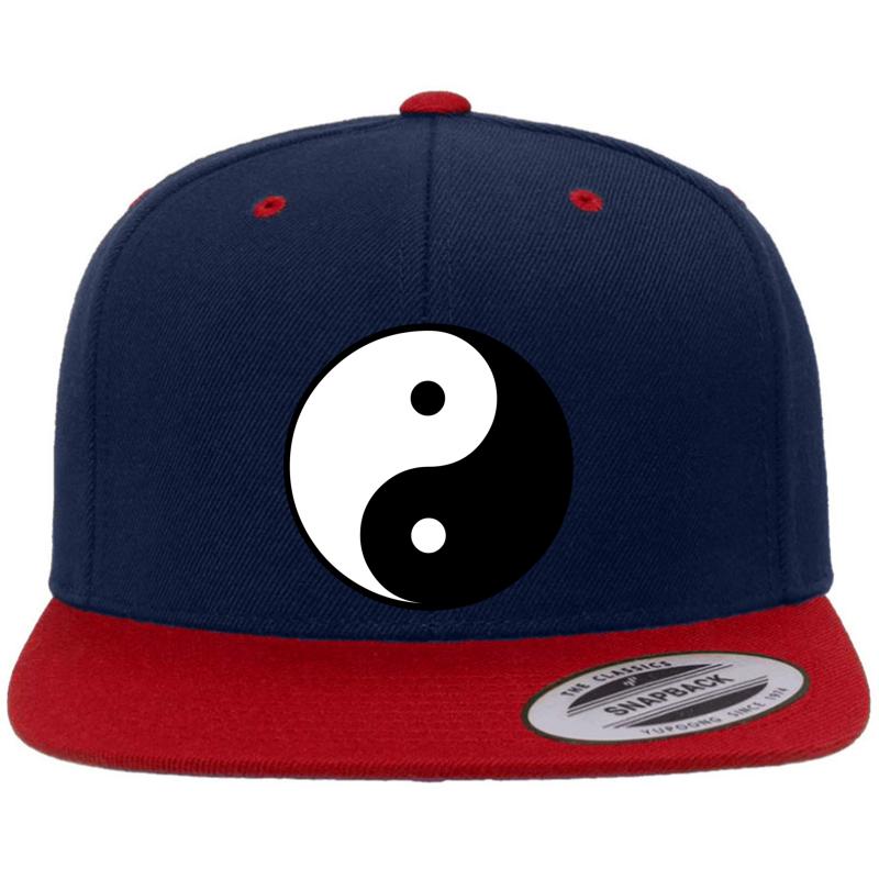 Yin Yang Premium Flat Bill Snapback Cap  Navy