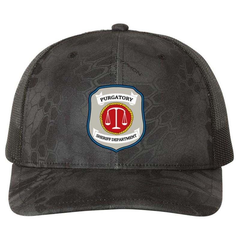 Wynonna Earp - Purgatory Sheriff Department Patch Richardson Premium Trucker Snapback Cap  Kryptek Typhon Black