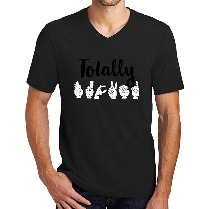 Totally F Cked Unisex V-Neck T-Shirt Men Black