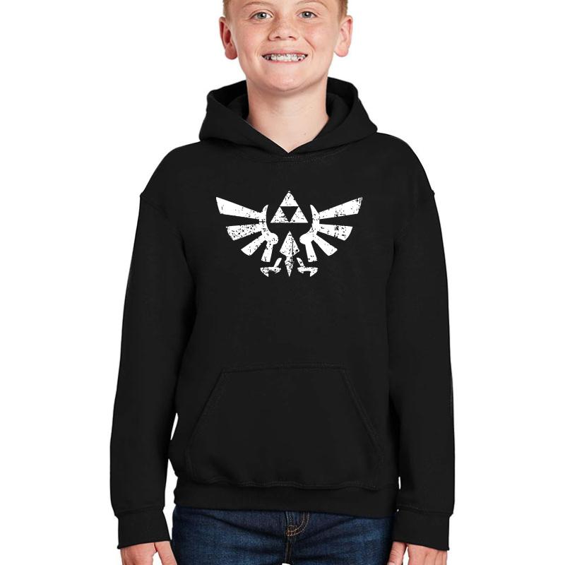 Zelda Triforce Symbol Youth Hooded Sweatshirt Boy Black