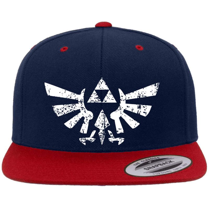 Zelda Triforce Symbol Premium Flat Bill Snapback Cap  Navy