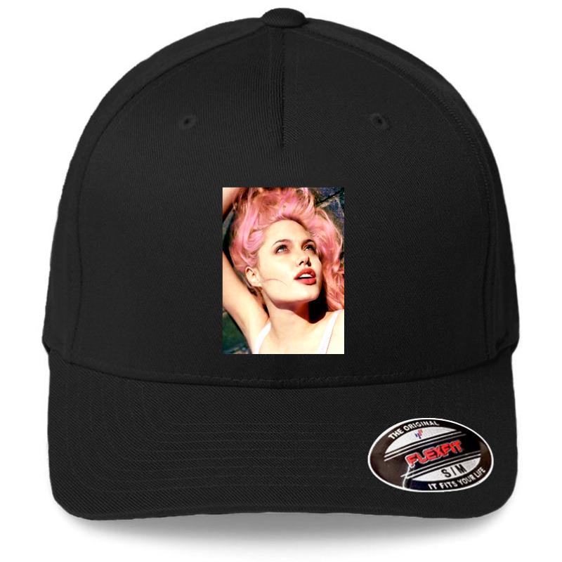 Young Angelina Jolie Flexfit Baseball Cap  Black