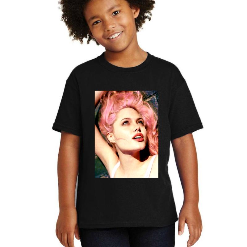 Young Angelina Jolie Youth T-Shirt Boy Black