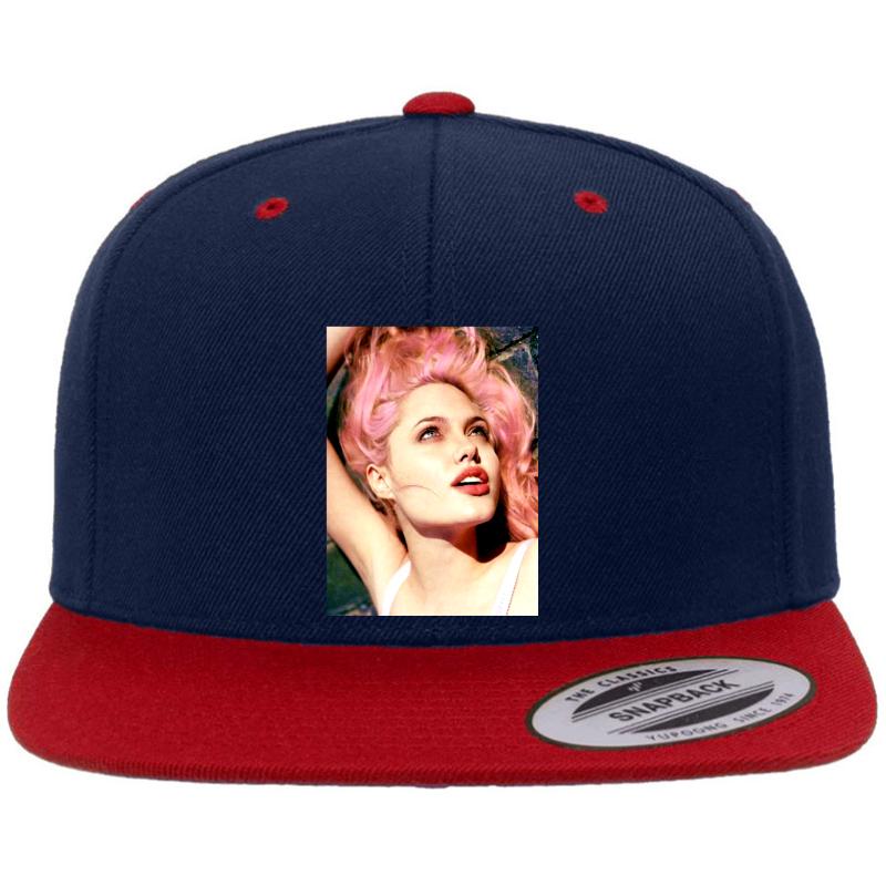 Young Angelina Jolie Premium Flat Bill Snapback Cap  Navy