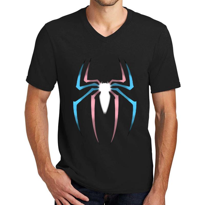 Trans Spider-Man Logo V1 Unisex V-Neck T-Shirt Men Black