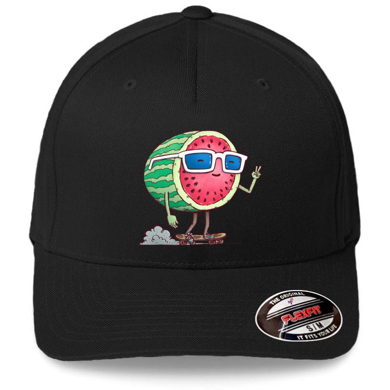 Watermelon Skater Flexfit Baseball Cap  Black