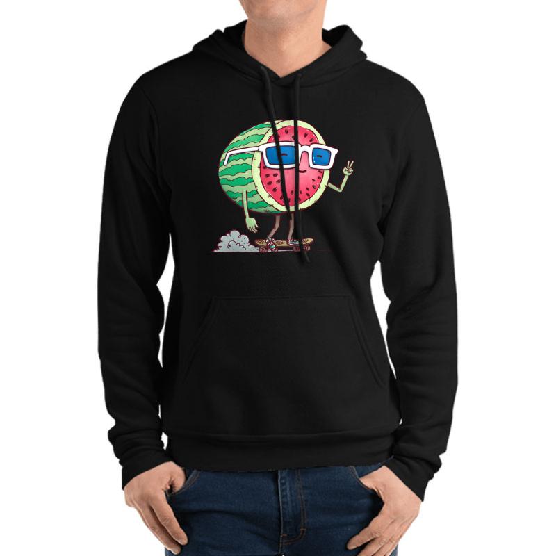 Watermelon Skater Unisex Hooded Sweatshirt Men Black