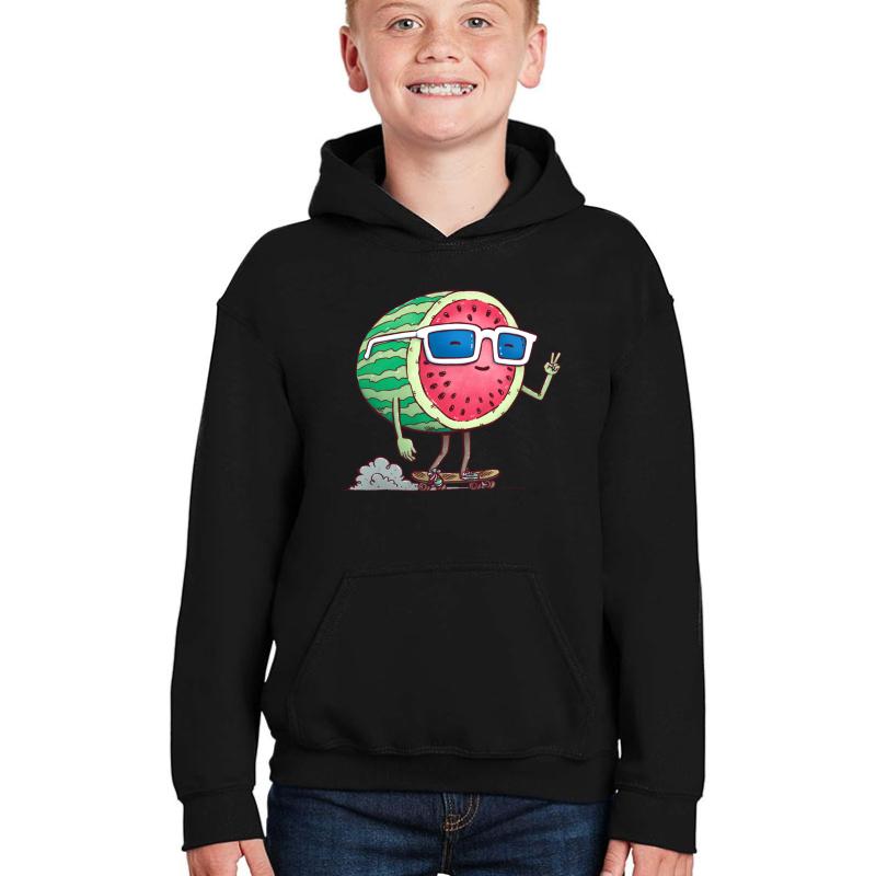 Watermelon Skater Youth Hooded Sweatshirt Boy Black