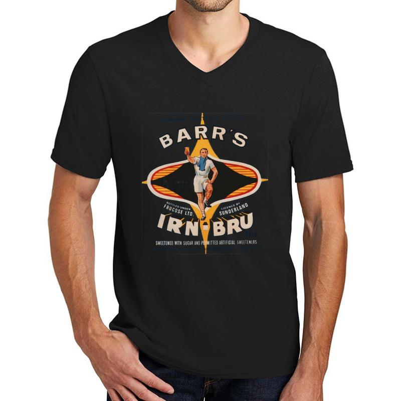 Vintage Irn-Bru Artwork Unisex V-Neck T-Shirt Men Black