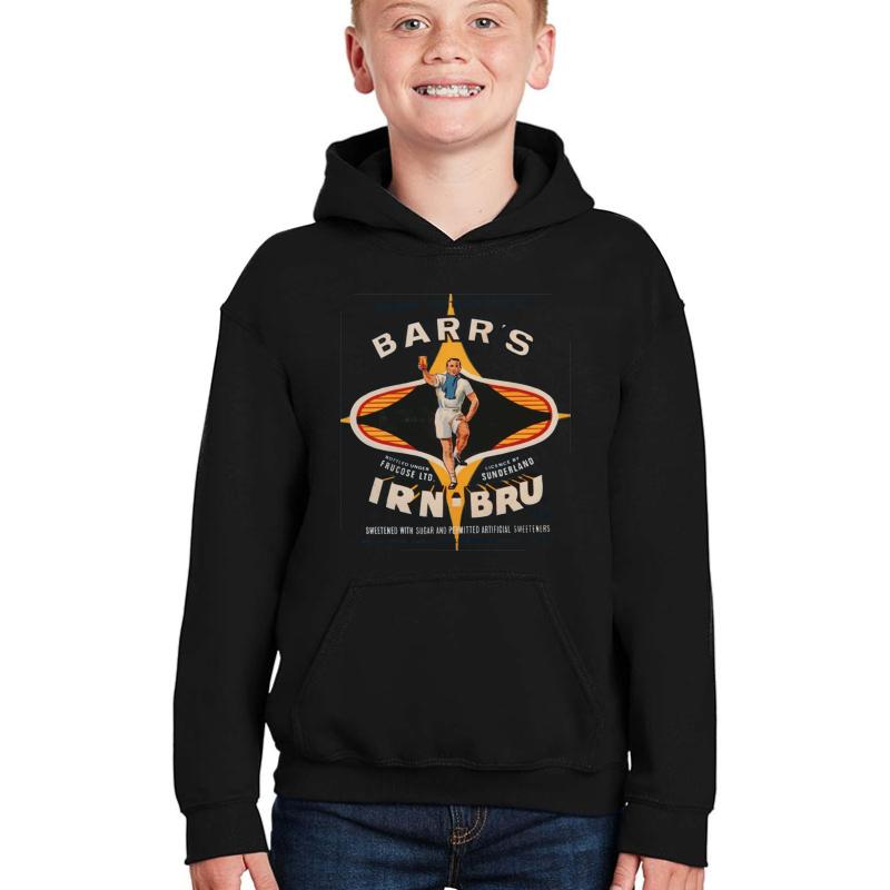 Vintage Irn-Bru Artwork Youth Hooded Sweatshirt Boy Black