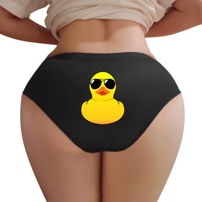 Yellow Cool Rubber Duck Women Underwear Panties Women Black