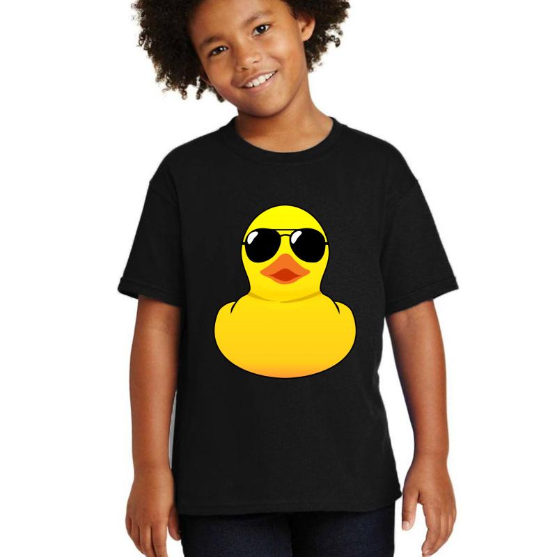 Yellow Cool Rubber Duck Youth T-Shirt Boy Black