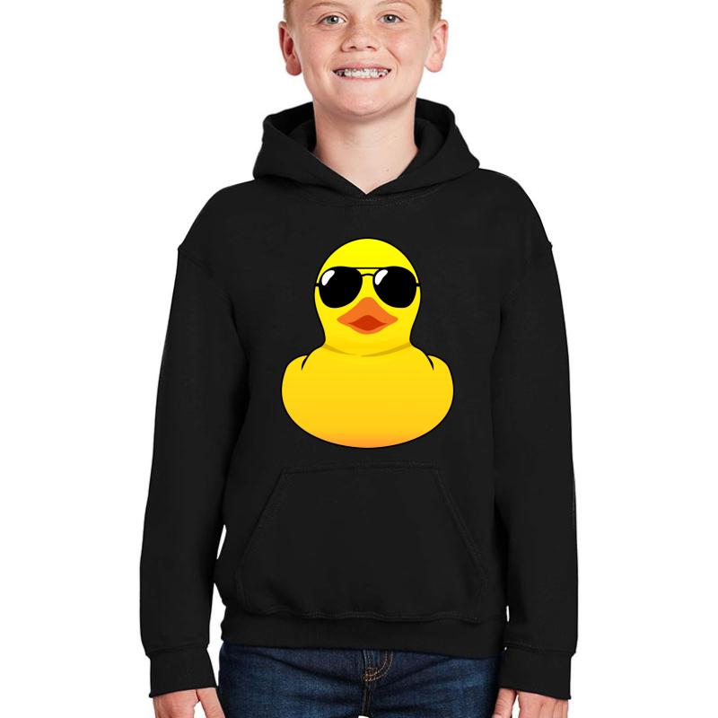 Yellow Cool Rubber Duck Youth Hooded Sweatshirt Boy Black